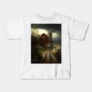 Classic Rural Farm Scene Kids T-Shirt